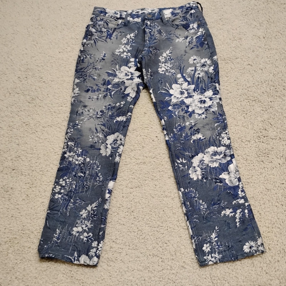 Ralph Lauren Purple Label Jeans Womens 10 Blue (31x27) Floral Embellished Denim